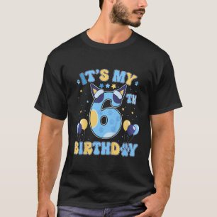 Kids Its my 6th Birthday Boy Blue Dog Theme Party T-Shirt