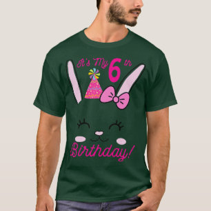 Kids Its My 6th Birthday Girl Bunny Rabbit theme P T-Shirt