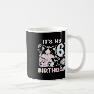 Kids It's My 6th Birthday Girl Six 6 Years Old Cat Coffee Mug