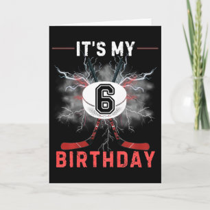 Kids It's My 6th Birthday Hockey Boy Funny Hockey Card