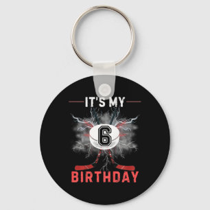 Kids It's My 6th Birthday Hockey Boy Funny Hockey Key Ring