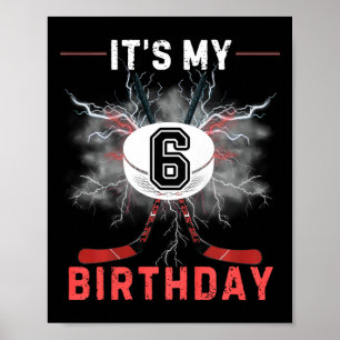 Kids It's My 6th Birthday Hockey Boy Funny Hockey  Poster