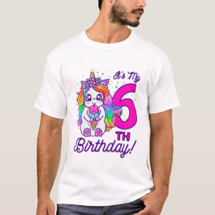 Kids It's My 6Th Birthday Ice Cream Rainbow Unicor T-Shirt
