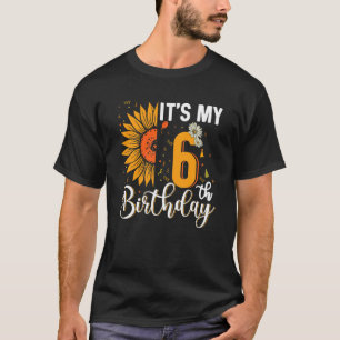 Kids It's My 6th Birthday Sunflower 6 Years Old Bi T-Shirt