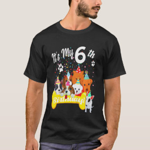 Kids Its My 6th Birthday Toddler Girl With Dogs S T-Shirt