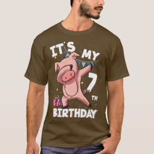 Kids Its My 7th Birthday 7 Year Old Pig Birthday P T-Shirt
