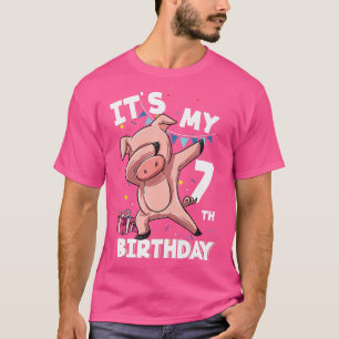 Kids Its My 7th Birthday 7 Year Old Pig Birthday P T-Shirt