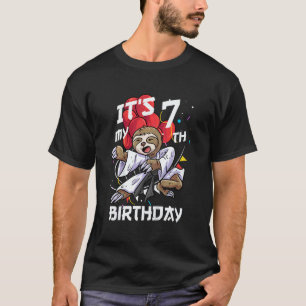 Kids Its My 7th Birthday 7 Year Old Sloth Karate B T-Shirt