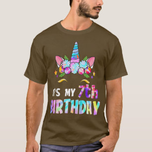 Kids It's My 7th Birthday 7 Year Old Unicorn Girl T-Shirt