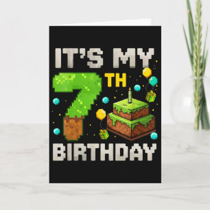 Kids It's My 7th Birthday Gamer Pixel Birthday Boy Card