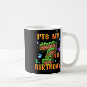 Kids It's My 7th Birthday Pixel Gamer Party Boy Gi Coffee Mug