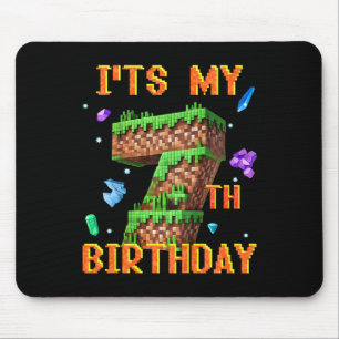 Kids It's My 7th Birthday Pixel Gamer Party Boy Gi Mouse Mat