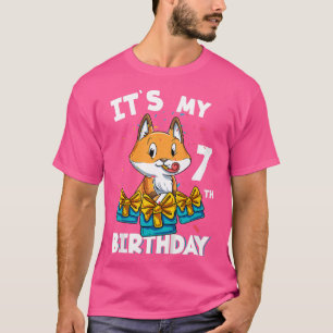 Kids Its My 7th Birthday Seven Year Old Vulpine Fo T-Shirt