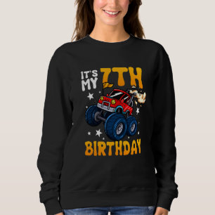 Kids It's My 7th Birthday Theme Monster Truck Sweatshirt