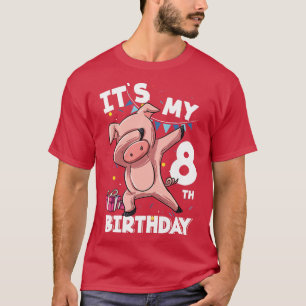 Kids Its My 8th Birthday 8 Year Old Pig Birthday P T-Shirt