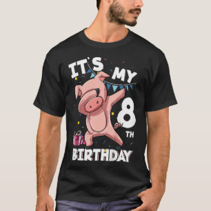 Kids Its My 8th Birthday 8 Year Old Pig Birthday T-Shirt