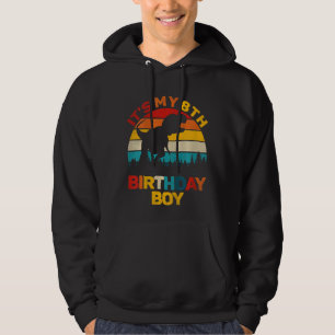 Kids It's My 8th Birthday Boys Dinosaur Rex Eight  Hoodie