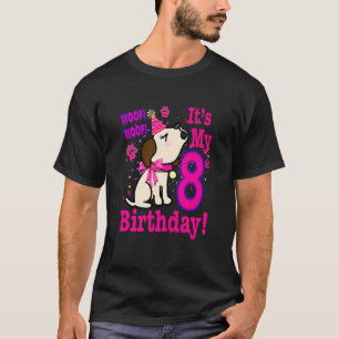 Kids It's My 8th Birthday Dog  Theme 8 Years Old P T-Shirt