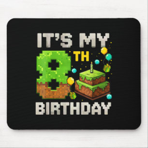 Kids It's My 8th Birthday Gamer Pixel Birthday Boy Mouse Mat