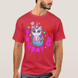 Kids It's My 8th Birthday Happy 8 Year Unicorn Mer T-Shirt