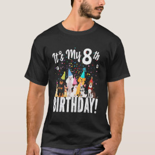 Kids Its My 8th Birthday  Toddler Girl With Dogs E T-Shirt