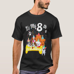 Kids Its My 8th Birthday   Toddler Girl With Dogs  T-Shirt
