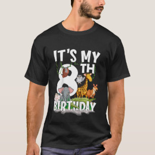Kids It's My 8th Birthday Zoo Jungle Safari 8 Year T-Shirt
