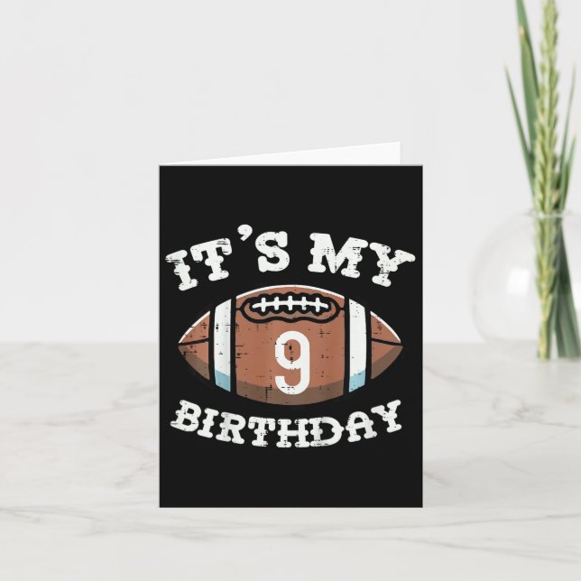 Kids Its My 9th Birthday American Football 9 Year  Card (Front)