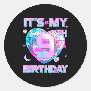 Kids It's My 9th Birthday Girl 9 Year Old Kp Bday  Classic Round Sticker