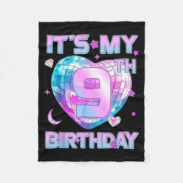 Kids It's My 9th Birthday Girl 9 Year Old Kp Bday  Fleece Blanket (Front)