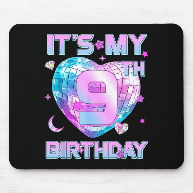 Kids It's My 9th Birthday Girl 9 Year Old Kp Bday  Mouse Mat (Front)