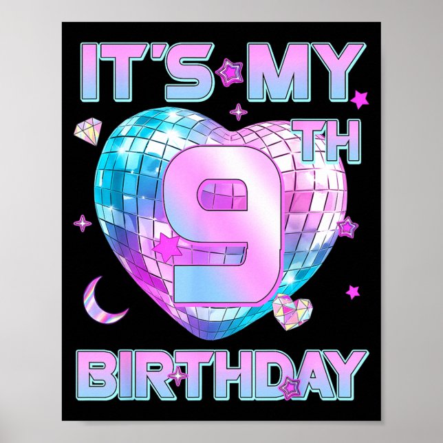 Kids It's My 9th Birthday Girl 9 Year Old Kp Bday  Poster (Front)