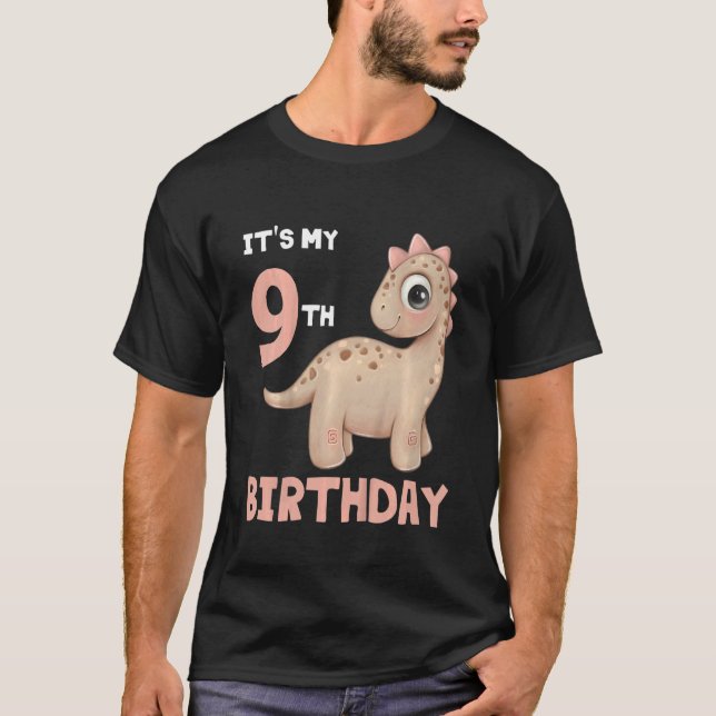 Kids It's My 9th Birthday Happy 9 Years Dinosaur G T-Shirt (Front)