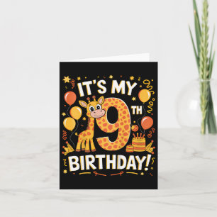Kids It's My 9th Happy Birthday Giraffe 9 Years Ol Card