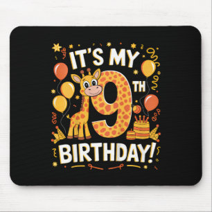 Kids It's My 9th Happy Birthday Giraffe 9 Years Ol Mouse Mat