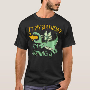Kids Its My Birthday Dragon  For Kids Turning 4 Ye T-Shirt