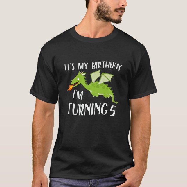 Kids It's My Birthday Dragon I'm Turning 5 Years O T-Shirt (Front)