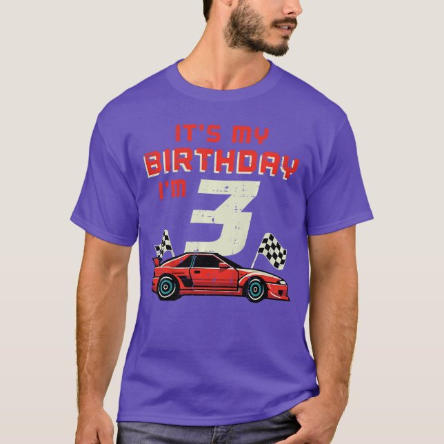 Kids Its My Birthday Im 3 Race 3rd Bday Three Year T-Shirt (Front)