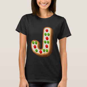 Kids J Cutest Capital Christmas Cookie Alphabet L T-Shirt
