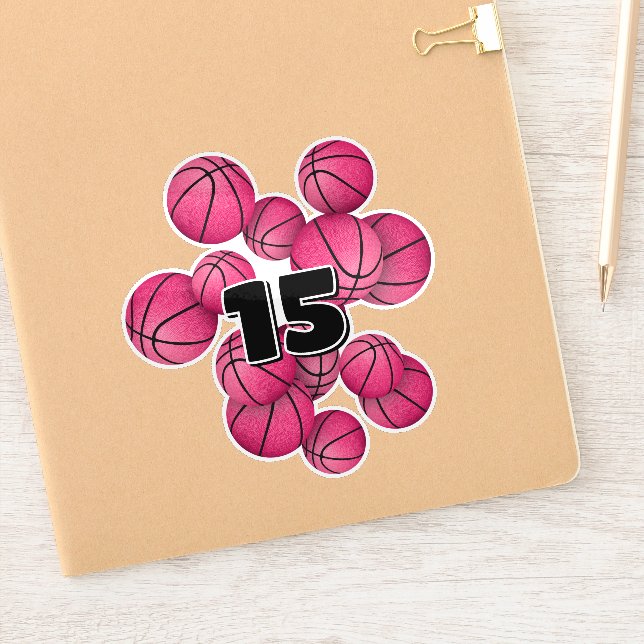 kids jersey number pink basketballs (Notebook)