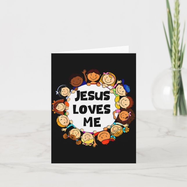 Kids Jesus Loves Me Cute Christian Faith Girl Boy  Card (Front)