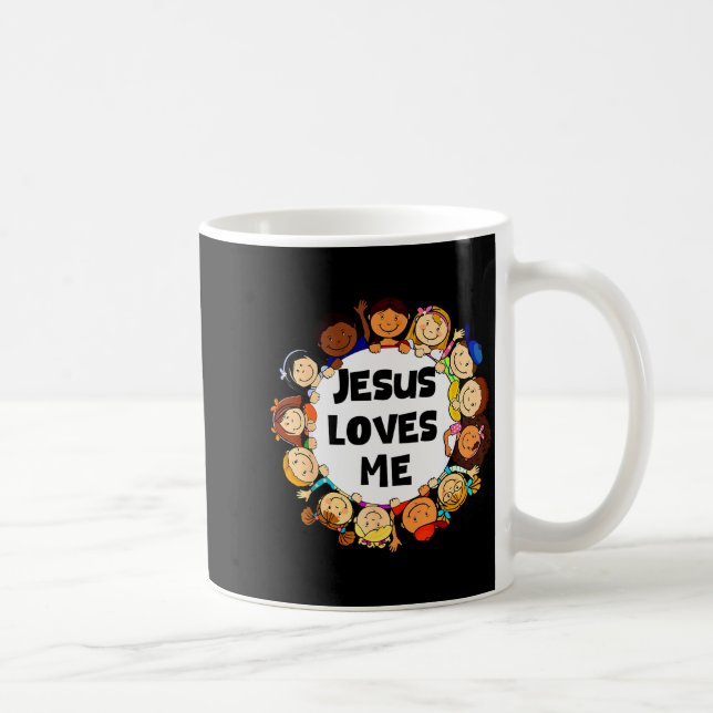 Kids Jesus Loves Me Cute Christian Faith Girl Boy  Coffee Mug (Right)