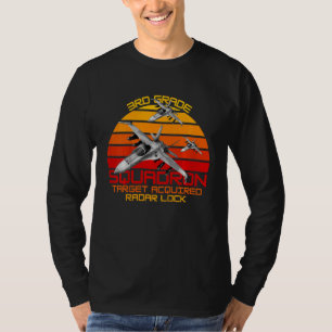 Kids Jet Fighters Squadron Retro Sunset 3rd Grade T-Shirt