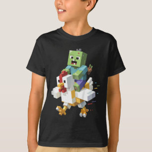 Kids Jock Chicken Shirt Pixel Art Gamer Zombie Boy