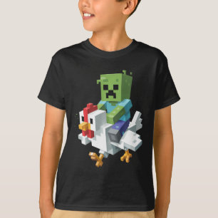 Kids Jock Chicken Shirt Pixel Art Gamer Zombie Boy