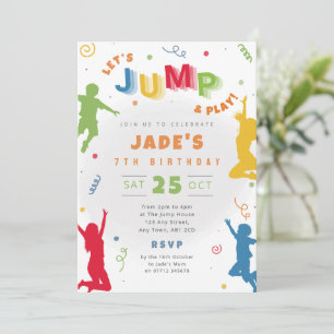 Kid's Jump Party Birthday Invite Trampoline Theme