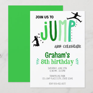 Kid's Jump Trampoline Park Birthday Party Invitation