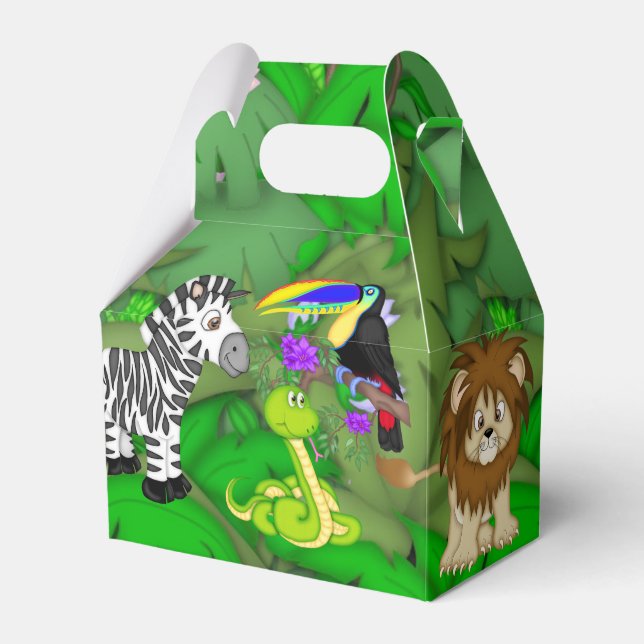 Kids Jungle Animals Birthday Party Favour Box (Front Side)