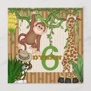 Kids Jungle Safari 6th Birthday Invitation Templa