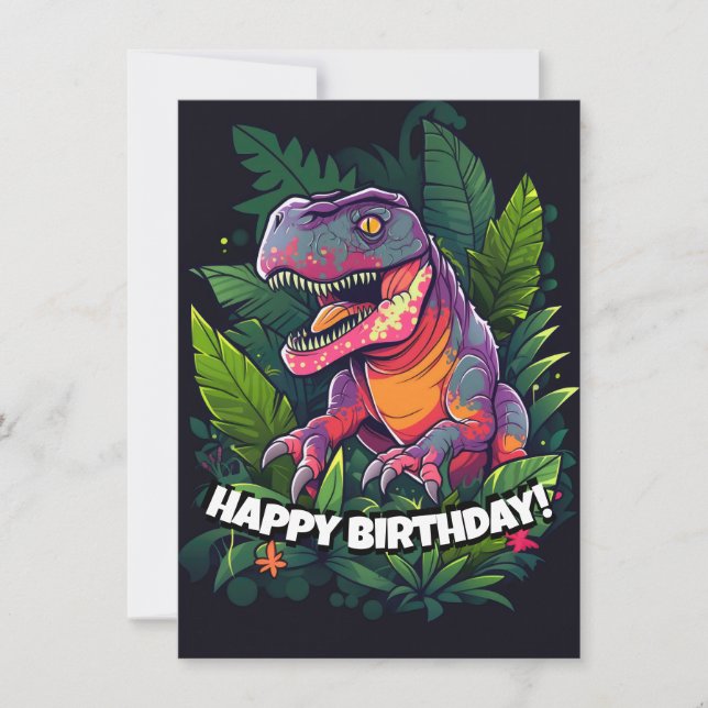 Kids Jurassic Dino Dinosaur Birthday Card (Front)